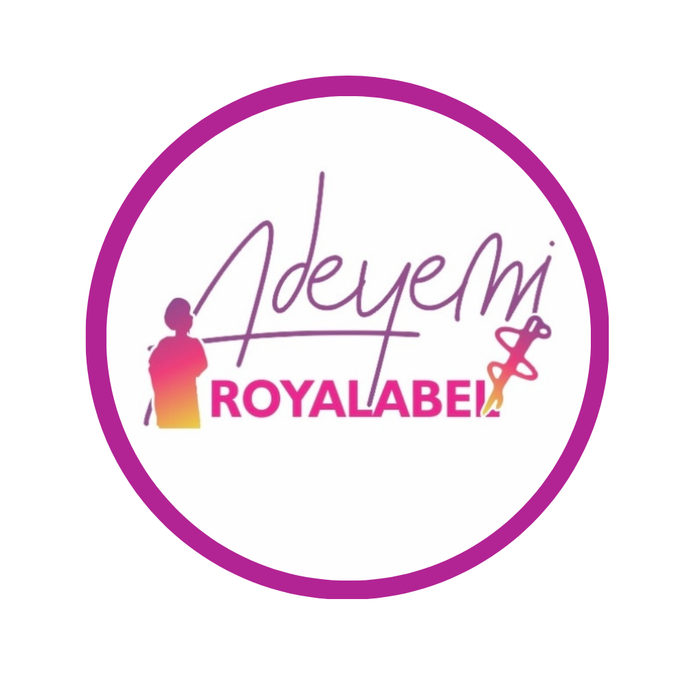 Adeyemi RoyaLabel circular logo with female silhouette and scissors